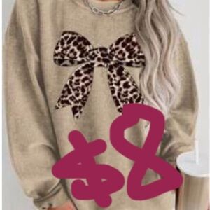 Leopard Bow Tan Sweatshirt